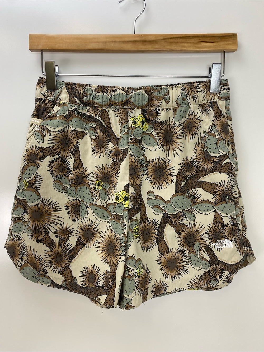 The North Face Women’s Cactus Print Athletic Shorts - Cream, Green & Brown